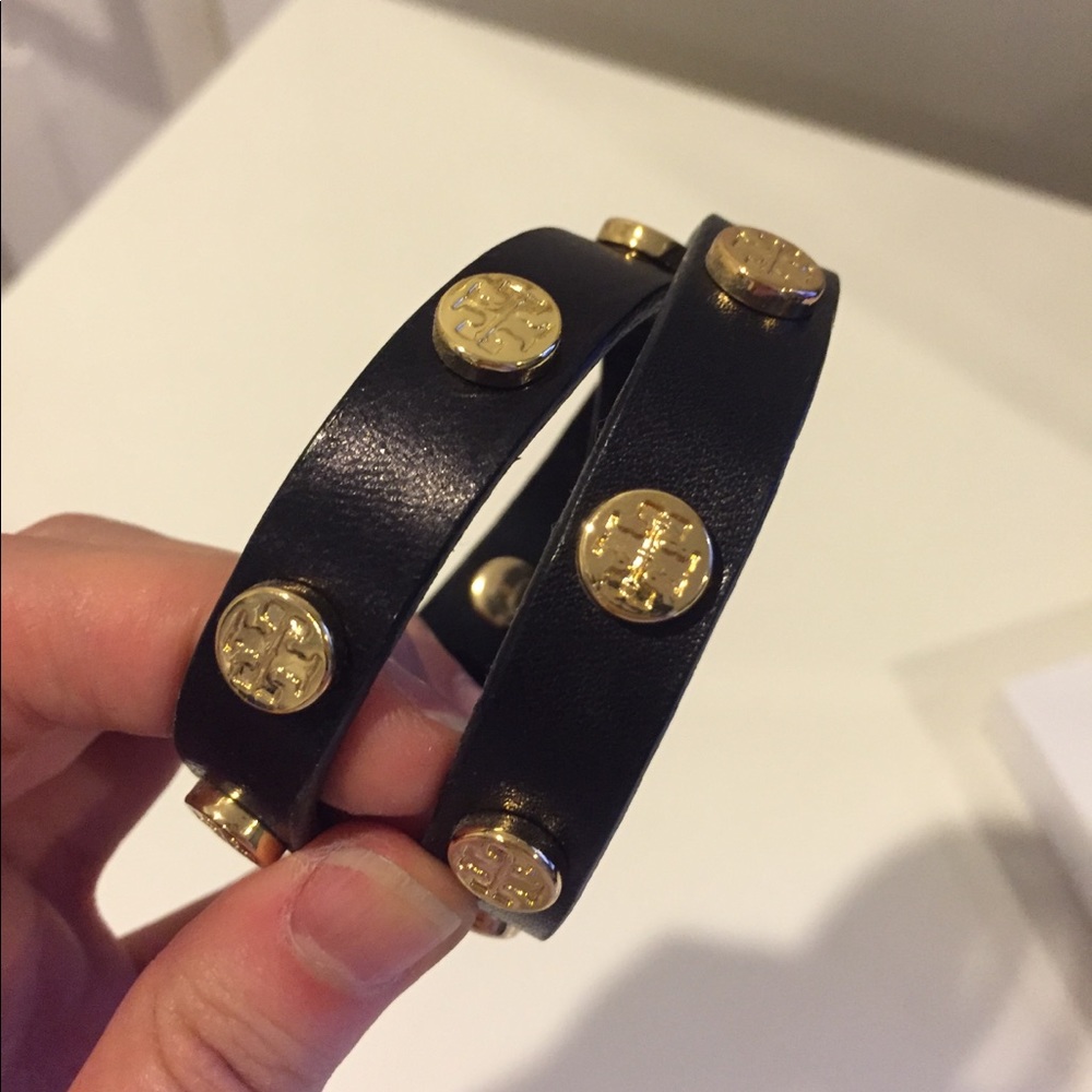 Tory Burch Leather Double Wrap Logo Bracelet